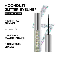 Urban Decay Moondust Liquid Eyeliner Disco Daydream swatch on lid with multidimensional sparkle