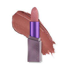 Urban Decay Vice Hydrating Lipstick Backtalk swatch shows mauve nude pink for versatile daily wear.