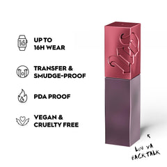 Urban Decay Vice Lip Bond backtalk shade swatch highlights versatile everyday look.