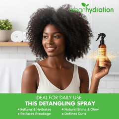 Urban Hydration Honey Health and Repair Detangler dispensing action shows even distribution