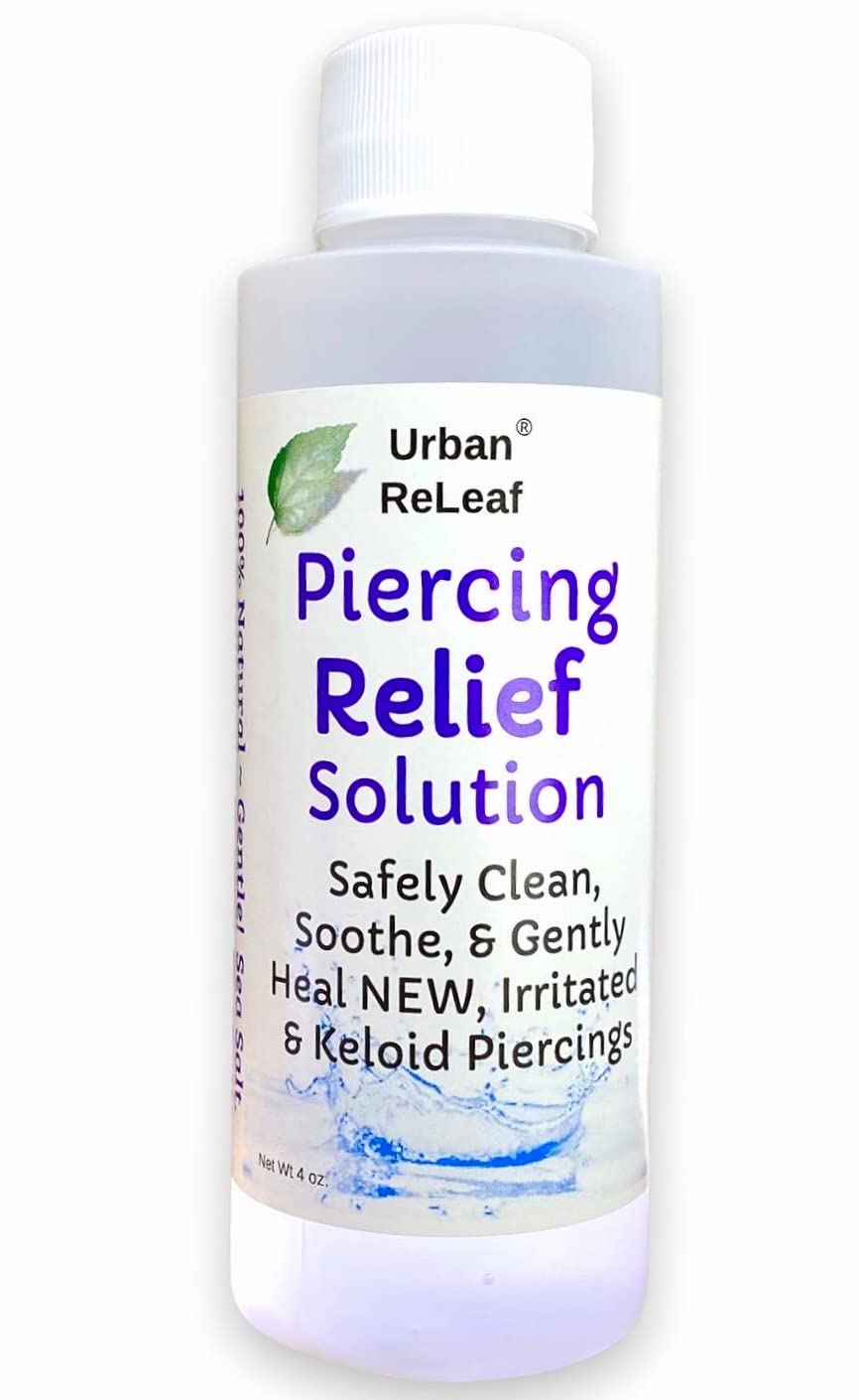 Urban ReLeaf Piercing Relief bottle front for gentle aftercare.