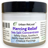 Urban ReLeaf Piercing Relief packaging highlights natural sea salt for gentle aftercare.