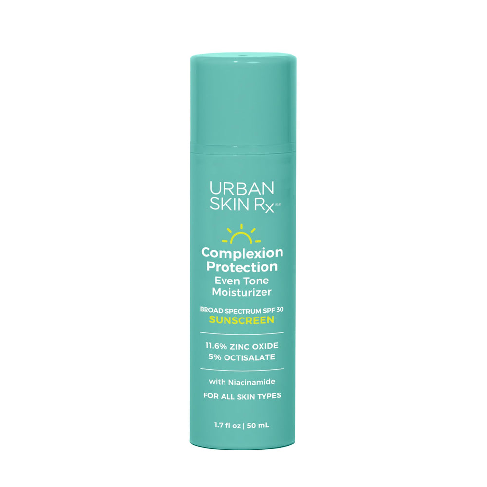 Urban Skin Rx Complexion Protection Moisturizer bottle provides sheer SPF30 hydration for daily protection.