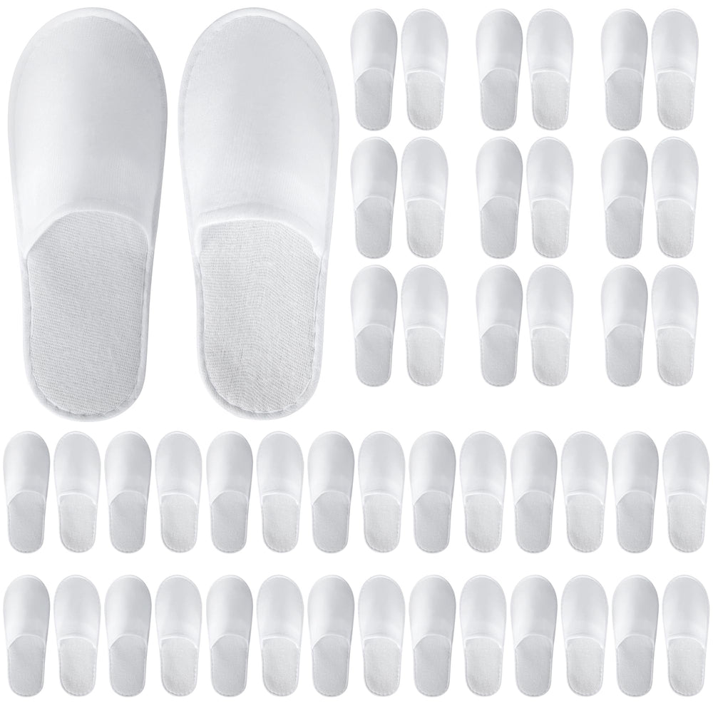 UrbanRoots 28-pair disposable slippers packaging close-up for travel or hospitality use