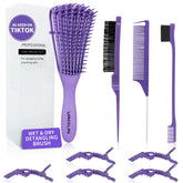 UREELIN 8-row detangling brush in purple for gentle detangling of thick curls.