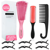 UREELIN 9-row detangler brush glides through curls for smoother detangling.