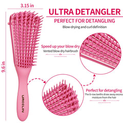 UREELIN detangler brush with adjustable holder eases customized detangling for thick curls.