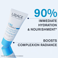 Application motion of Uriage Rich Water Cream demonstrates smoothing massage
