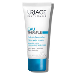 Uriage Rich Water Cream jar closeup shows hydrating texture for all-day moisture