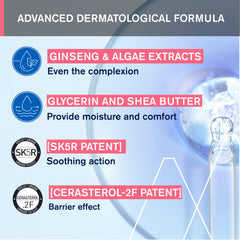 Uriage Roseliane cream bottle shown during gentle application scene.