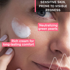 Uriage Roseliane green pearls detail emphasizes calming formula and redness relief.