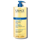 Uriage Xémose cleansing oil 1L bottle on shelf for gentle daily cleansing.