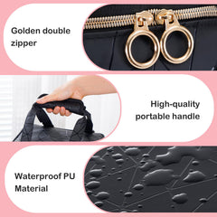 Uross Nail Polish Organizer Bag includes double handles and a shoulder strap for easy transport.