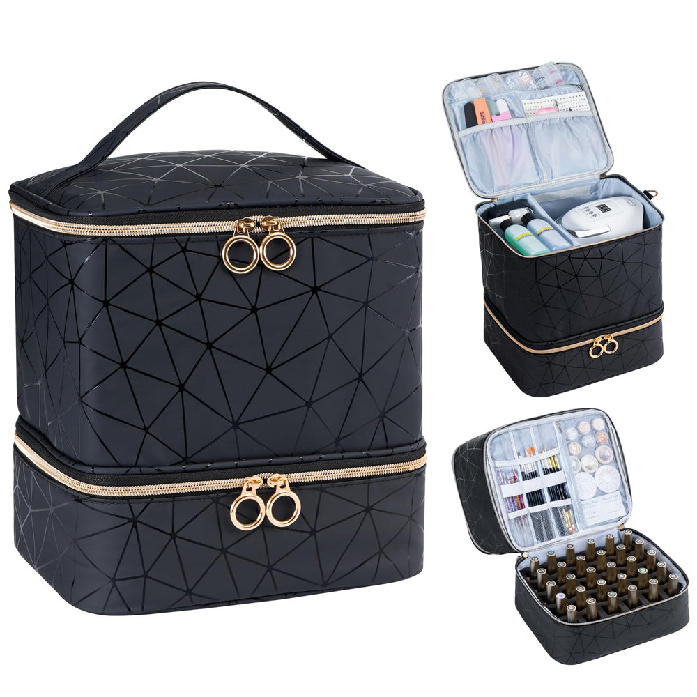 Uross nail polish organizer bag front view for neat, portable storage