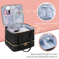 Uross nail polish organizer bag features waterproof PU fabric for durability