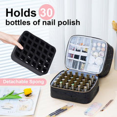 Uross nail polish organizer bag top layer interior shows space for lamp and tools