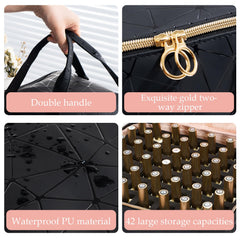 Uross Nail Polish Organizer Bag upper-pocket area showing detachable partitions for flexible setup