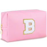 URSKYTOUS initial-makeup-bag pink chenille keeps small items organized on the go