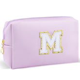 URSKYTOUS initial makeup bag purple zipper for travel organization