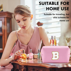 URSKYTOUS personalized cosmetic pouch chenille letter protecting makeup brushes