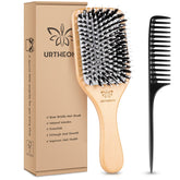 URTHEONE hair brush paddle close-up shows detangling-ready boar bristles for smooth hair