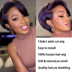 Usexy Hair Pixie Cut Lace Front Wig, side view showing versatile styling options