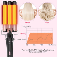 USHOW three-barrel wand with lengthened tubes creates even, defined waves.