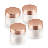 USRommaner rose gold lids 4-pack shown, adds stylish storage for cosmetics on the go.