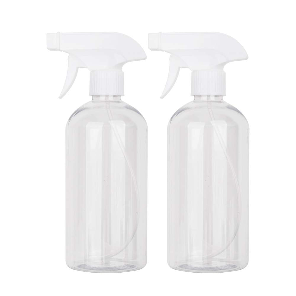 UUJOLY 17oz spray bottle front view shows clear refillable design for easy home use.
