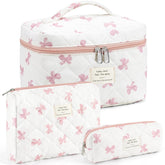 UUYUUY makeup bag 3pcs set with floral quilt for travel organization.
