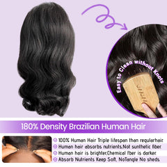 UVVUVV 180-density body wave wig close-up showing full natural fullness.