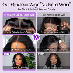 UVVUVV pre-plucked wig 4x4 lace front for ready-to-wear ease.