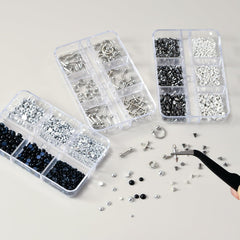 UWETIME punk design nail charms in black and silver for bold manicures.