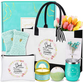 Uwingess Christian gifts for women gift box featuring spa items for relaxation.