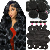 UYGLJK 14A body wave bundles 18-inch close-up highlights durable weft for long-lasting fullness.