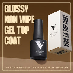 V Beauty Pure No Wipe Gel Top Coat brush applying a smooth, streak-free layer
