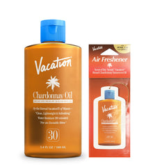 Vacation Chardonnay Oil SPF30 bottle showing travel-friendly sun protection