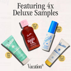 VACATION Super Spritz SPF 50 Face Mist refreshing, makeup-friendly reapplication.