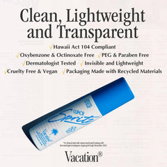 VACATION Super Spritz water resistance supports outdoor activities up to 80 minutes