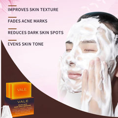 VALE Kojic Acid Turmeric Soap Bar hyaluronic acid provides lasting hydration after wash.