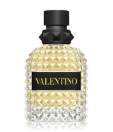 Valentino Uomo Yellow Dream bottle closeup for daytime freshness and confident style.