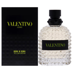 Valentino Uomo Yellow Dream bottle front view emphasizes citrus-driven freshness for daily wear