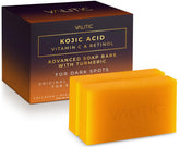 VALITIC Kojic Acid Vitamin C Retinol soap bar pack shows brightening potential and even tone.