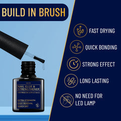 Valitic strong nail glue brush applicator demonstrates precise, smooth application.
