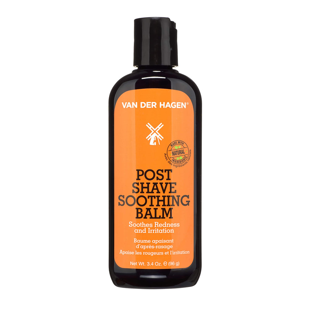 Van Der Hagen post-shave soothing balm unscented tube provides quick-absorbing moisture after shaving.