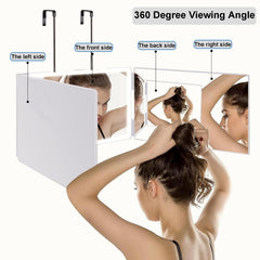 Vanexiss rechargeable 3-way mirror folded-trifold promotes compact storage and easy travel grooming.