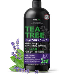 VANIDOX tea tree shampoo bottle with lavender mint for refreshing scalp care