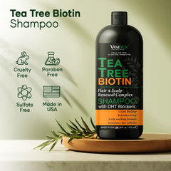 VANIDOX Tea Tree Shampoo biotin ingredients highlight potential vitality support.