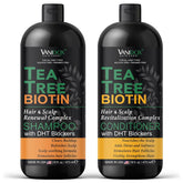 VANIDOX tea tree shampoo bottle pour delivers refreshing scalp cleanse