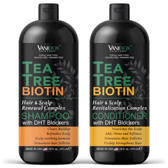 VANIDOX tea tree shampoo bottle pour delivers refreshing scalp cleanse
